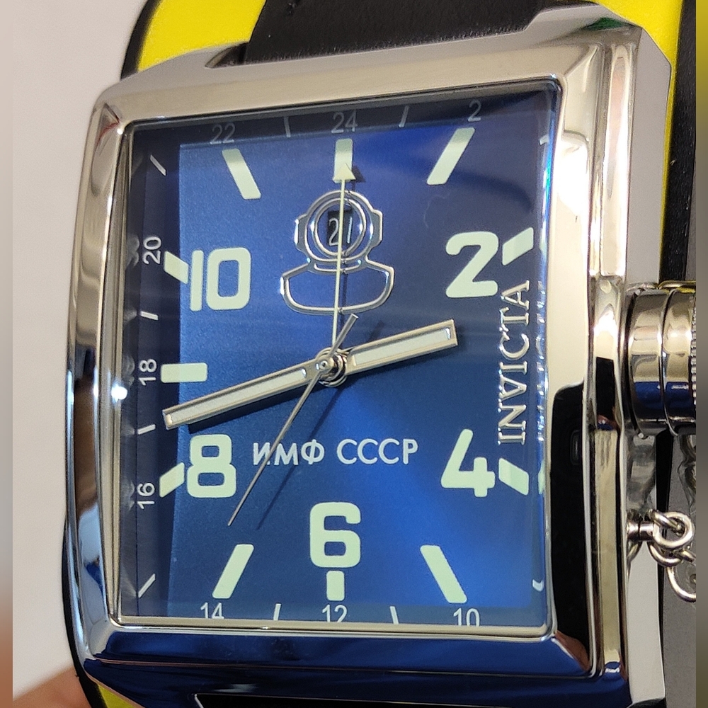 Invicta New 45mm Russian Diver Swiss Movement Blue Dial Black Leather Strap